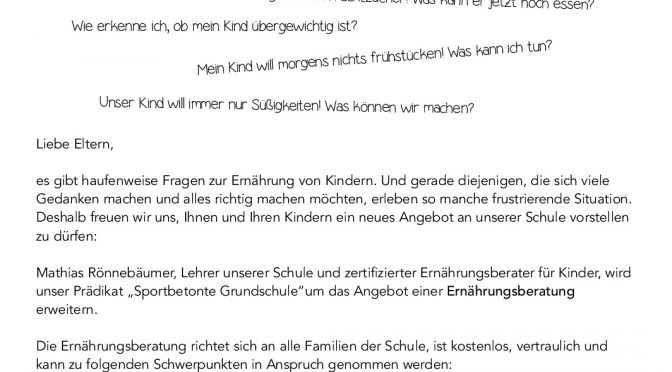 Infoblatt Ernährungsberatung